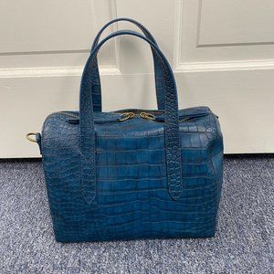 Fossil Sydney Satchel Blue Croco
